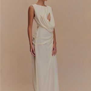MESHKI Oria Chiffon Maxi Dress - Ivory M
